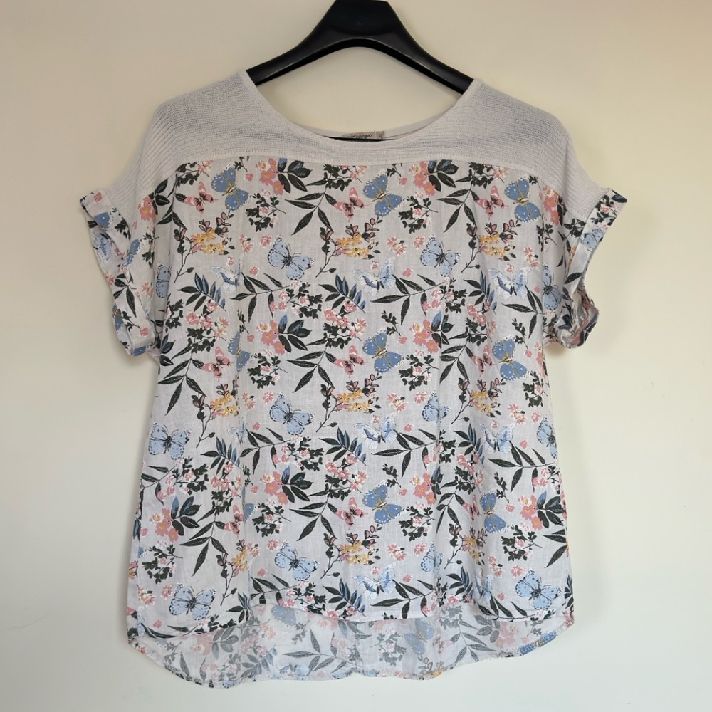 Lingo L’Arno Women’s Linen Floral Blouse – Size 2X